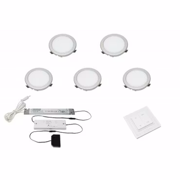 LED set 5x Moonlight rostfri look med trådlöst väggbrytare