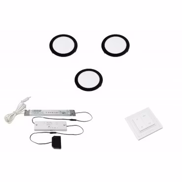 LED set 3x Moonlight svart med trådlöst väggbrytare