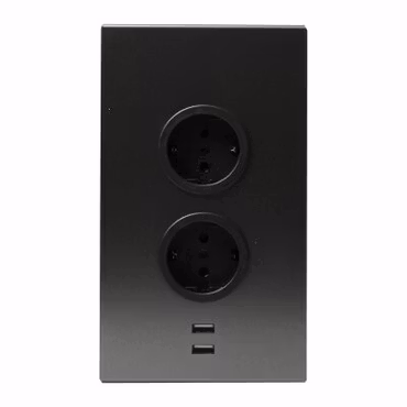 Hörnbox Asta 2-vägs + 2x USB Gun Metal ST20