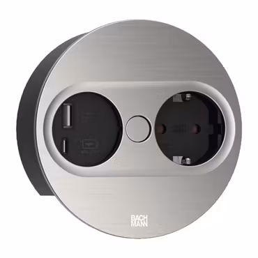 BACHMANN Twist 2 rund, rostfritt (1-vägs + USB A/C)