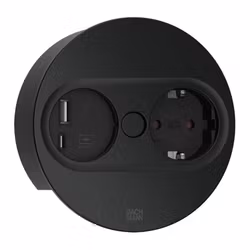 BACHMANN Twist 2 rund, svart (1-vägs + USB A/C)