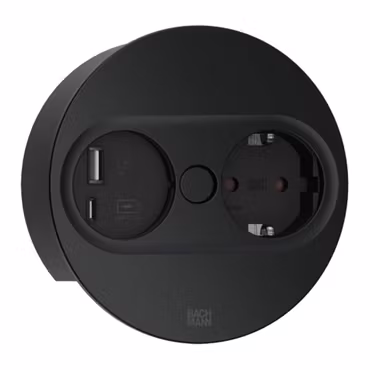 BACHMANN Twist 2 rund, svart (1-vägs + USB A/C)