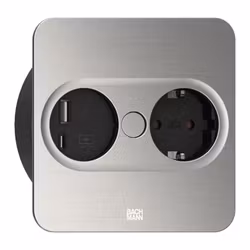 BACHMANN Twist 2 fyrkantig, rostfritt (1-vägs + USB A/C)