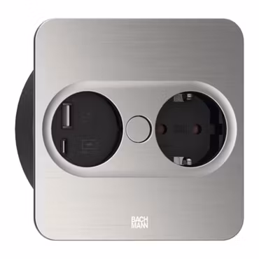 BACHMANN Twist 2 fyrkantig, rostfritt (1-vägs + USB A/C)