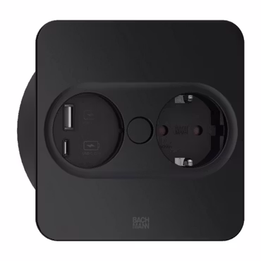 BACHMANN Twist 2 fyrkantig, svart (1-vägs + USB A/C)