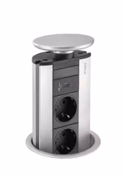 EVOline Powerport 2-vägs + 1x USB-C rostfri look