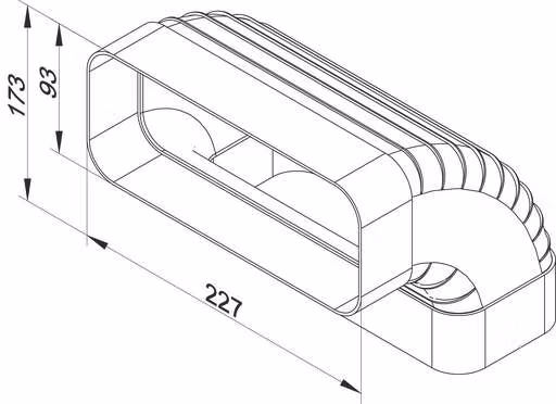 Rektangulär 90° böj vertikal 222x89 mm