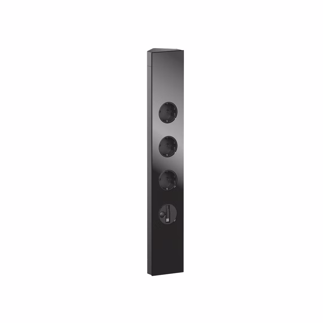 Hörnbox Mira Snap svart glas 3-vägs med integrerad USB-C kabel