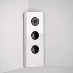 Hörnbox Mira vit glas 2-vägs med 2x USB-A (stående/liggande)