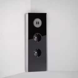 Hörnbox Mira svart glas 2-vägs med 2x USB-A (stående/liggande)