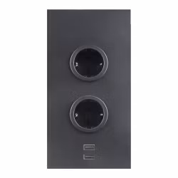 Hörnbox Asta 2-vägs svart med 2x USB-A (stående/liggande)