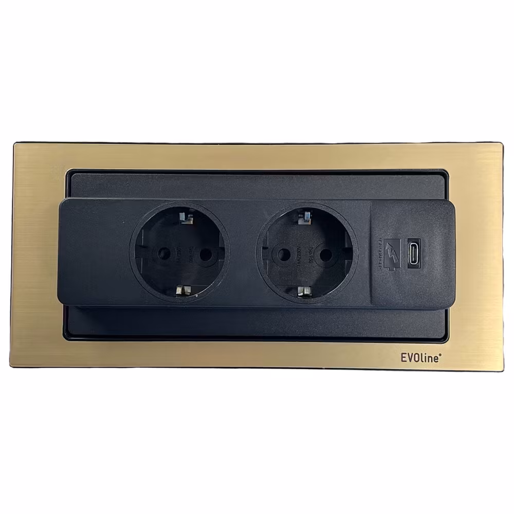 EVOline® BackFlip, 2-vägs + 1x USB-C Mässing