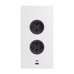 Hörnbox Asta 2-vägs vit med 2x USB-A/C (stående/liggande)