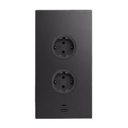 Hörnbox Asta 2-vägs svart med 2x USB-A/C (stående/liggande)