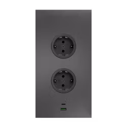 Hörnbox Asta 2-vägs Gun Metal med 2x USB-A/C (stående/liggande)