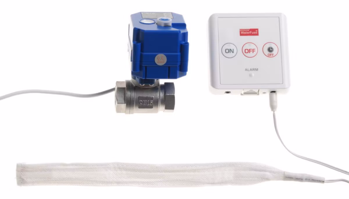 Tollco läckagebrytare med trådlöst parkopplad vattensensor Waterfuse (VBF250-DN15)