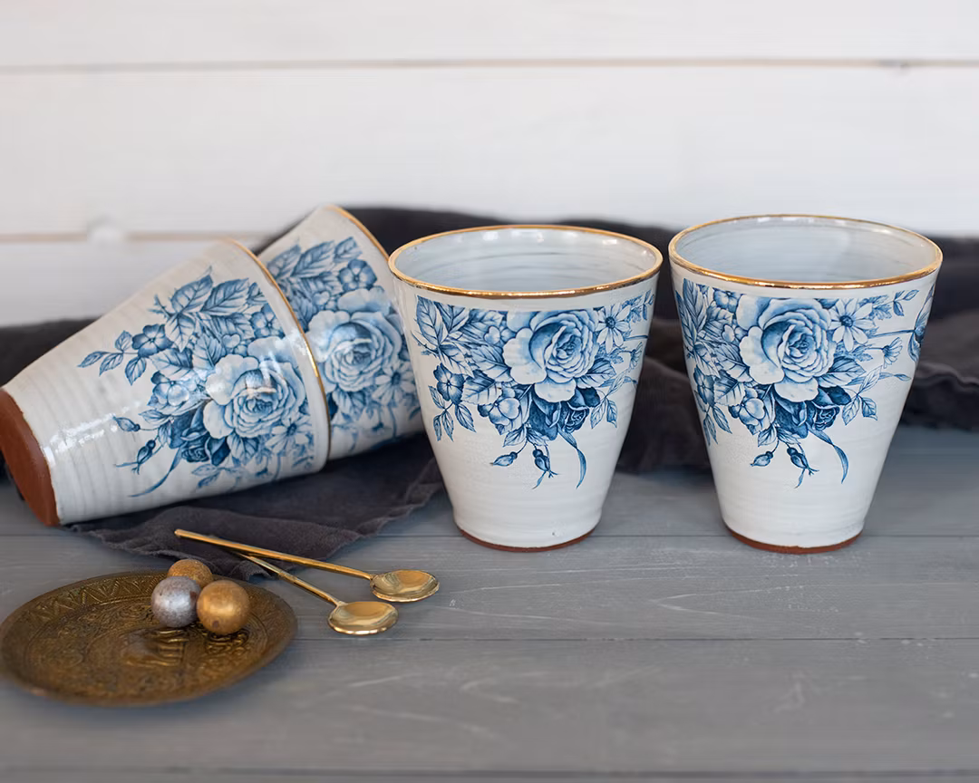 Mugg kaffe/te blå blomma