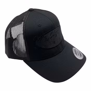 YP6606 Classic Trucker Black-Black with black oval and text