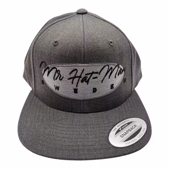 YP6089M SnapBack Dark Grey with a silver front oval and black text