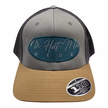 Premium YP110T Trucker-Earh Tone Mesh Stretch Adjustable with green oval and light grey text
