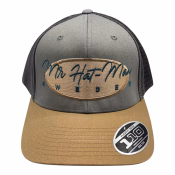 Premium YP110T Trucker-Earh Tone Mesh Stretch Adjustable with light brown oval and green text