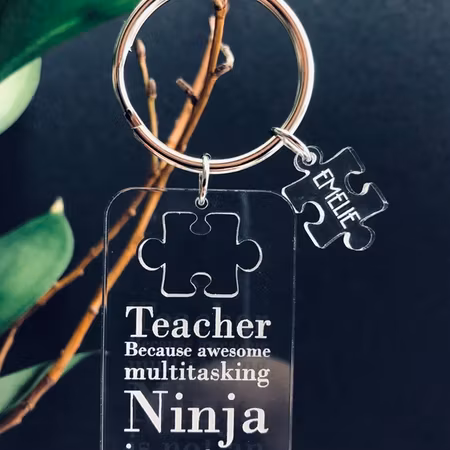 Teacher Ninja! Nyckelring med eget namn