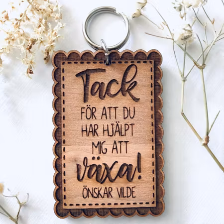 Tack - med eget namn på
