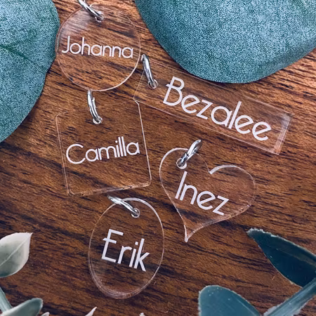 Berlock med namn  - Plexi