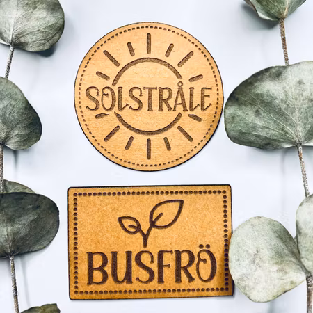 Solstråle & Busfrö - Konstläderlappar/Etiketter