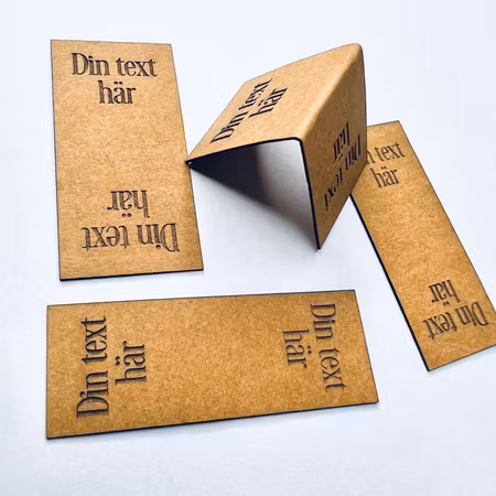 10-pack dubbelvikt etikett i konstläder - egen text