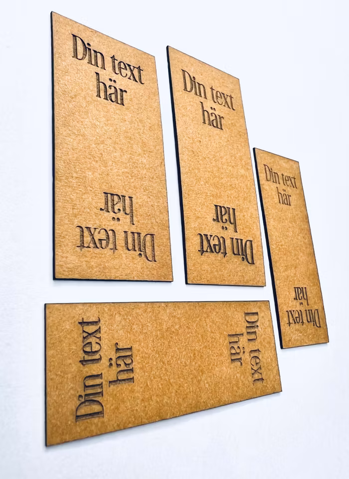 10-pack dubbelvikt etikett i konstläder - egen text
