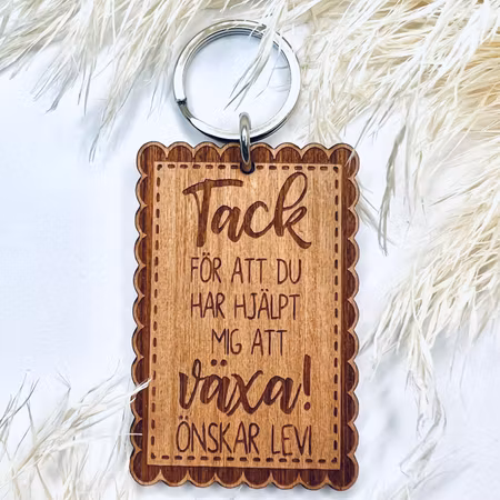 Tack - med eget namn på