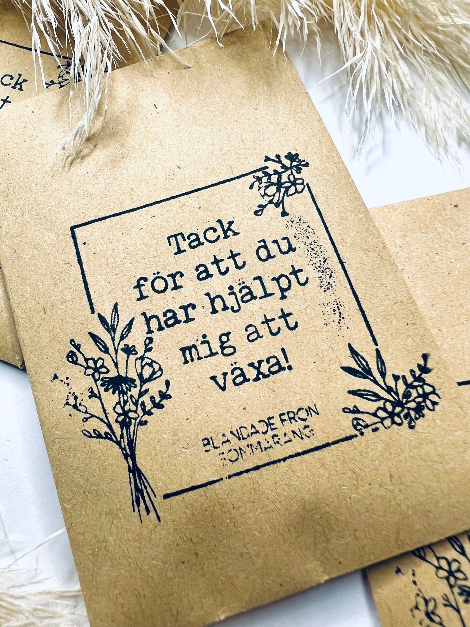 Handstämplad fröpåse - Tack för att du har hjälpt mig att växa!