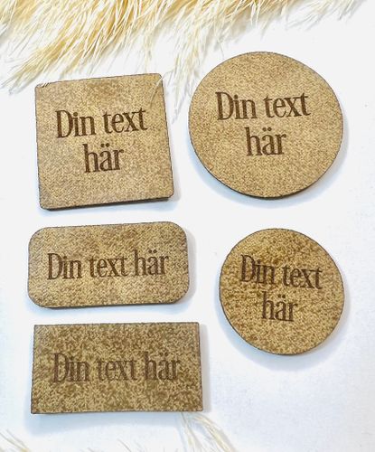 Konstläderlappar, ljusbrun- egen text