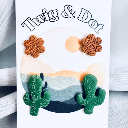 Green Cactus Cactus + Terracotta boho flower