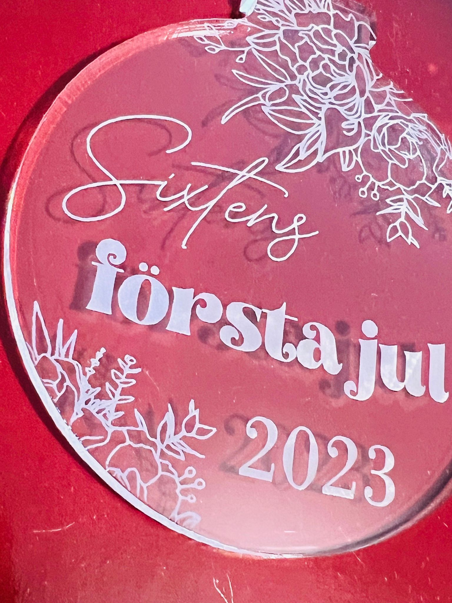 Första jul, eget namn + årtal - Plexi