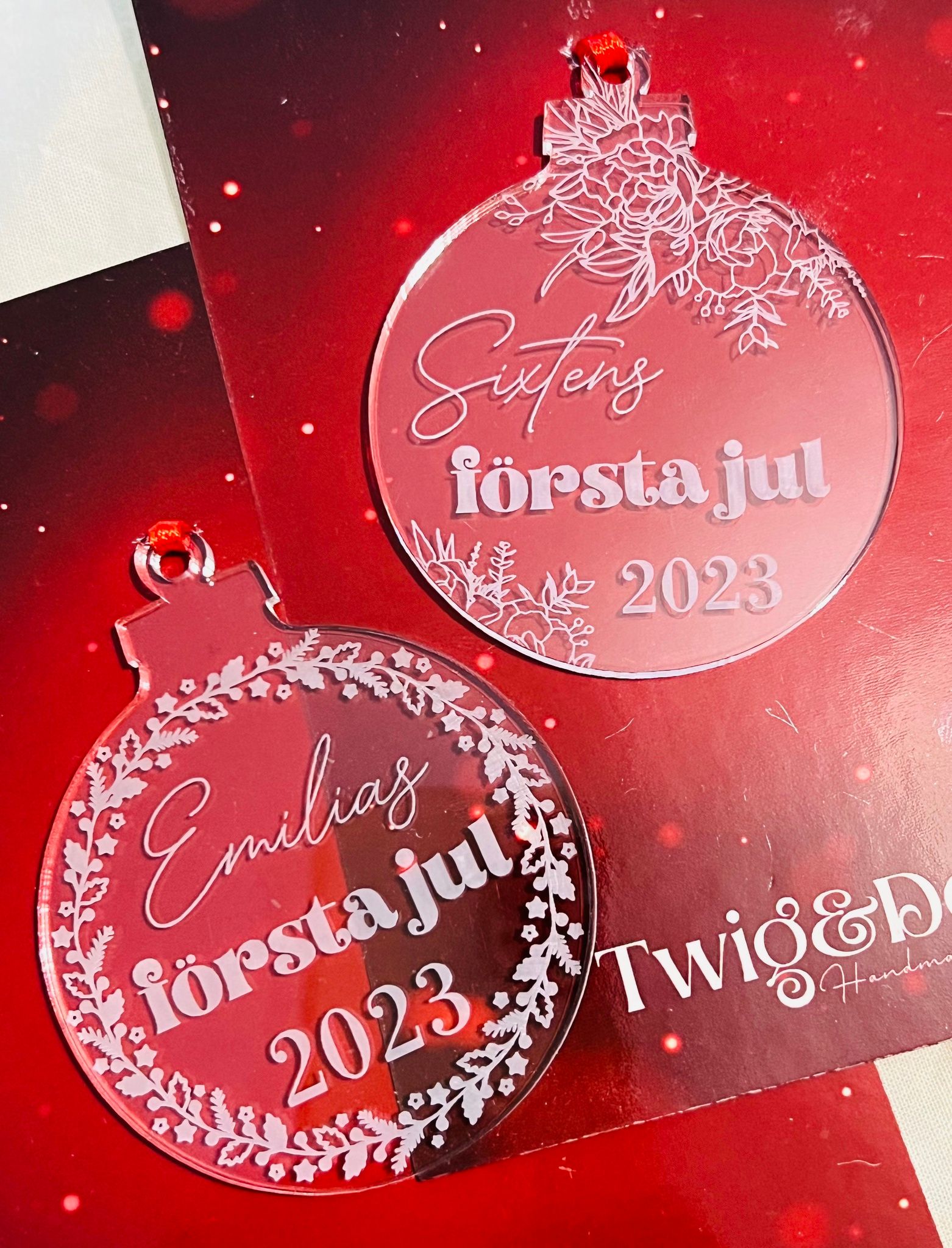 Första jul, eget namn + årtal - Plexi
