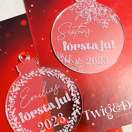 Första jul, eget namn + årtal - Plexi