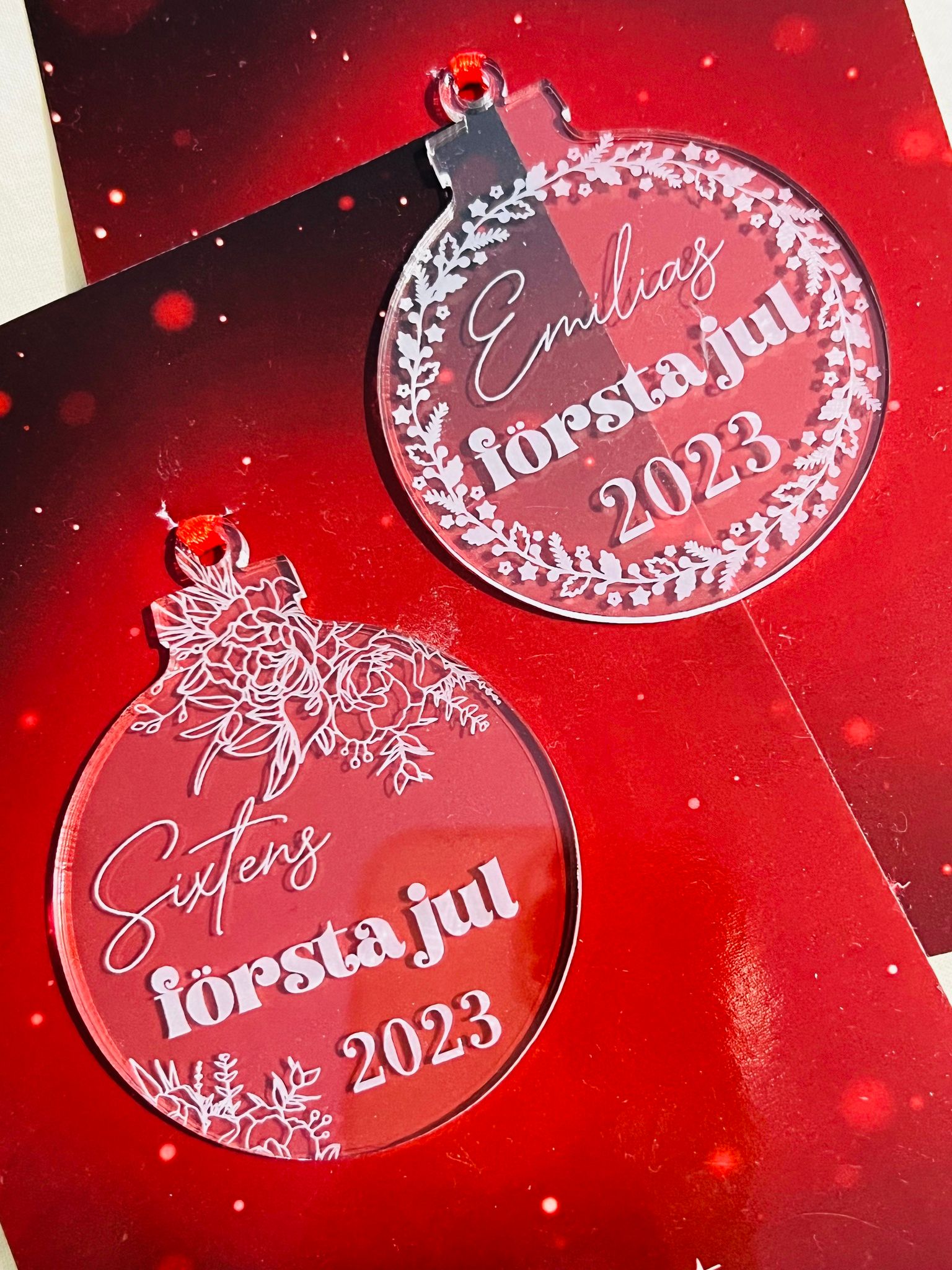Första jul, eget namn + årtal - Plexi