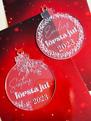 Första jul, eget namn + årtal - Plexi