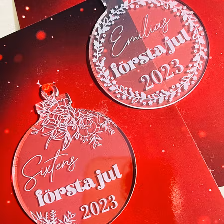 Första jul, eget namn + årtal - Plexi