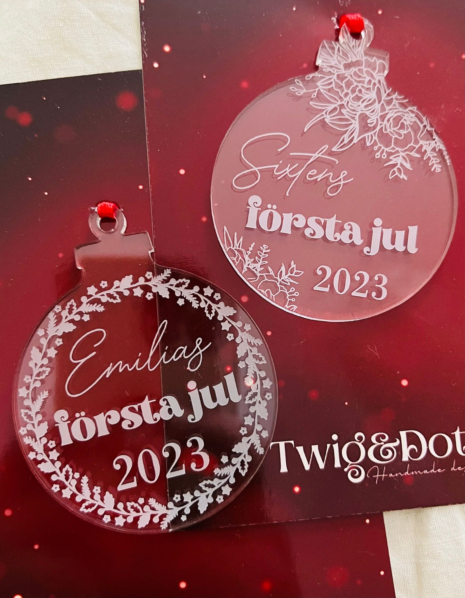 Första jul, eget namn + årtal - Plexi