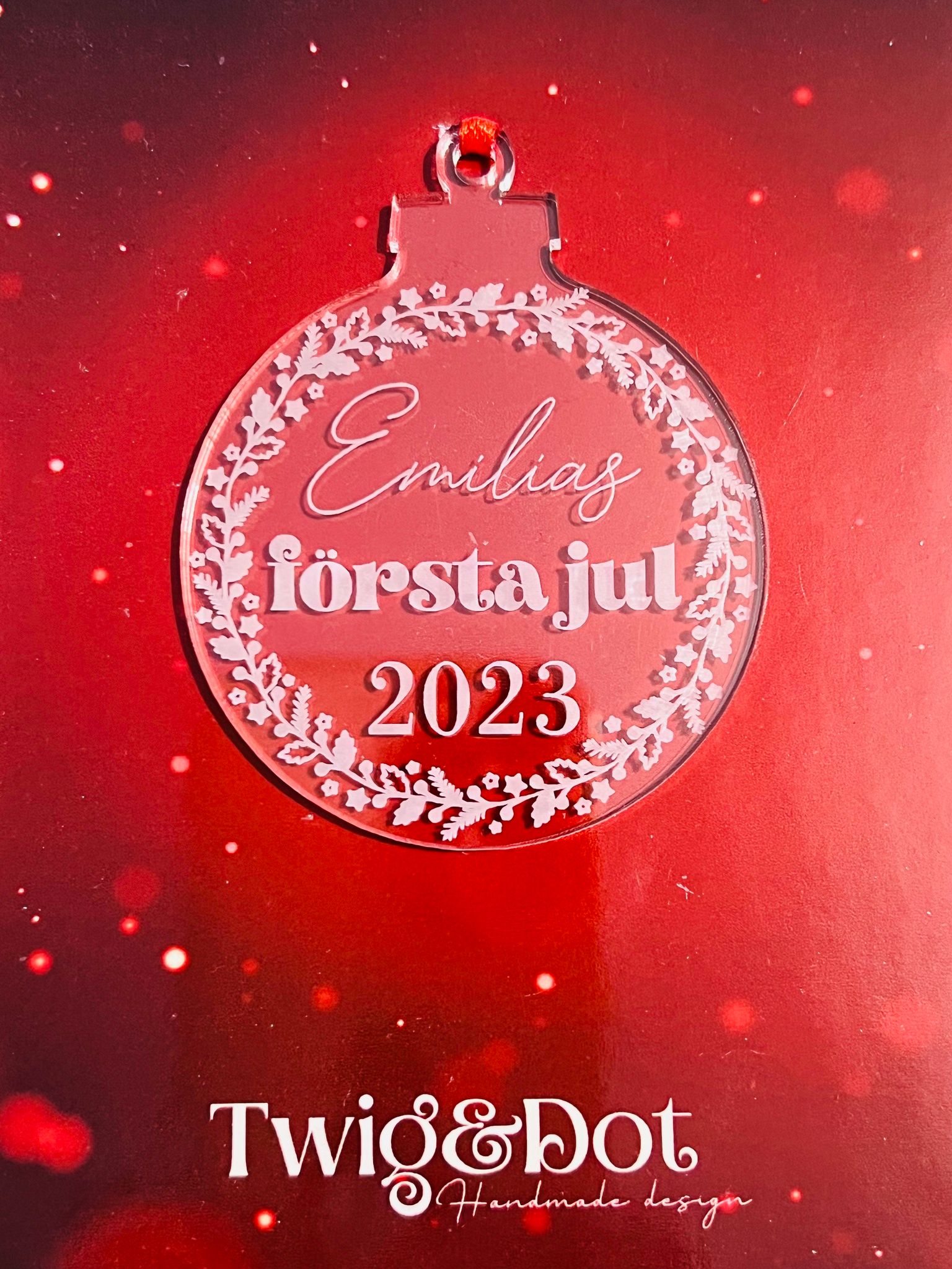 Första jul, eget namn + årtal - Plexi