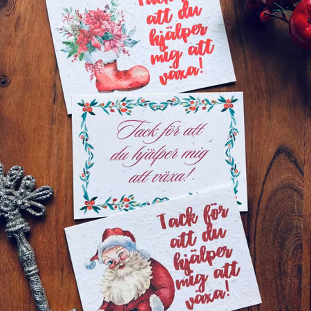 Planterbart frökort - Julkort; Tack för att du hjälper mig att växa!