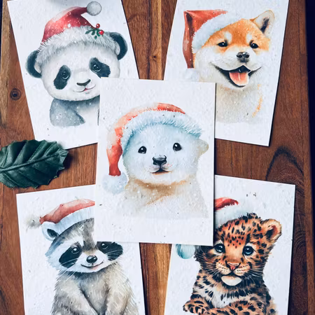 Planterbart frökort - Julkort; olika djur