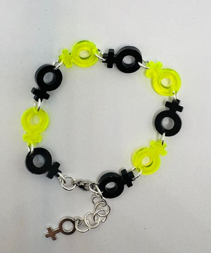 Venus Chain, Neon Yellow & Black - armband