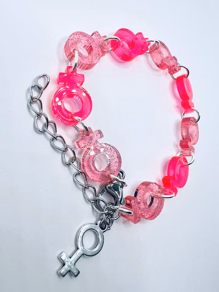 Venus Chain, Smultron & Neon Pink - armband