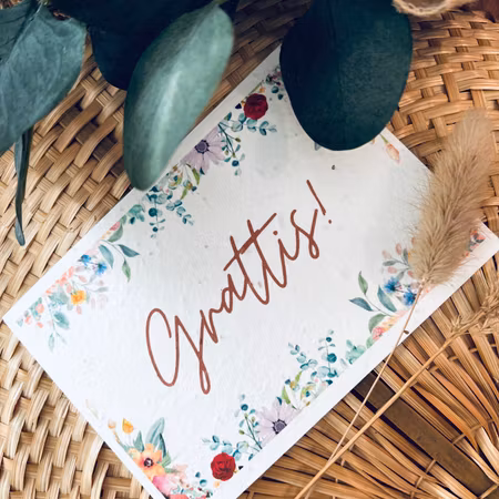 Planterbart frökort - Grattis! - Stort kort