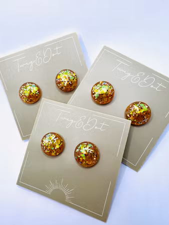 Peach Gold - Button Studs