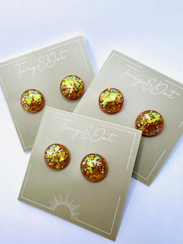 Peach Gold - Button Studs